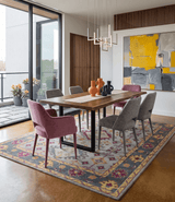 Custom Made Silver, Charcoal and Purple Traditional Oriental Hand Knotted wool Rug
