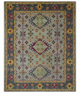 Custom Made Silver, Charcoal and Purple Traditional Oriental Hand Knotted wool Rug
