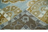 Custom Made Silver, Olive and Ivory Traditional Medallion Large Floral Design Hand knotted wool Area Rug