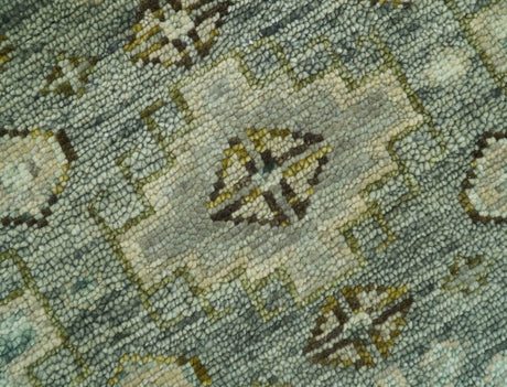 Custom Made Silver Traditional Heriz Design Hand Knotted wool area rug