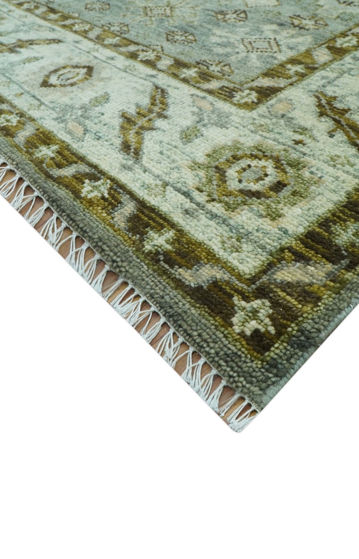 Custom Made Silver Traditional Heriz Design Hand Knotted wool area rug