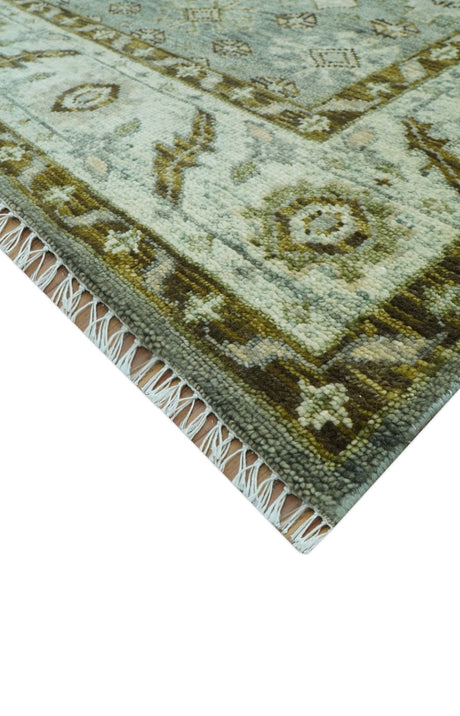 Custom Made Silver Traditional Heriz Design Hand Knotted wool area rug