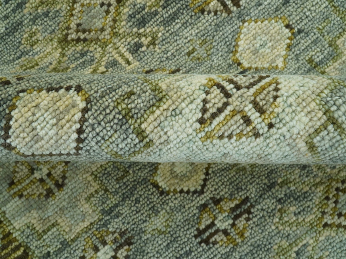 Custom Made Silver Traditional Heriz Design Hand Knotted wool area rug