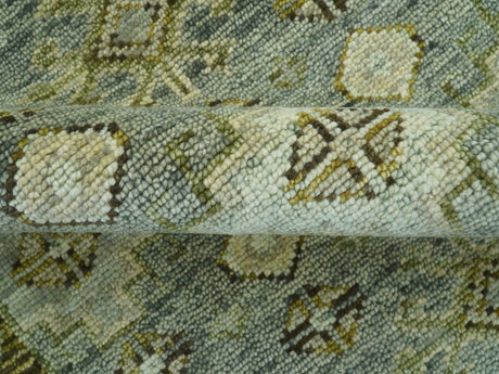 Custom Made Silver Traditional Heriz Design Hand Knotted wool area rug