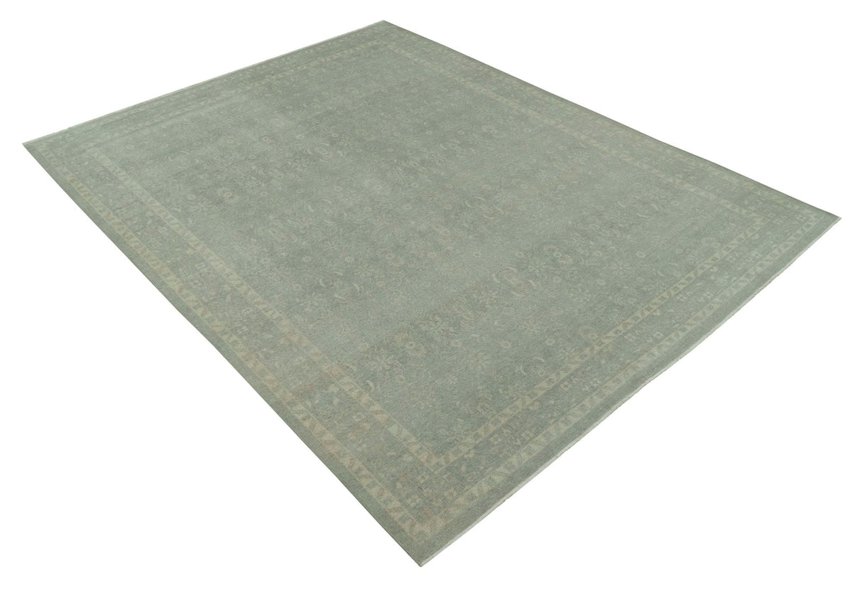 Custom Made Silver Traditional Silver Hand Knotted Wool Rug