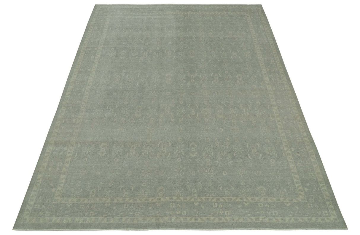 Custom Made Silver Traditional Silver Hand Knotted Wool Rug