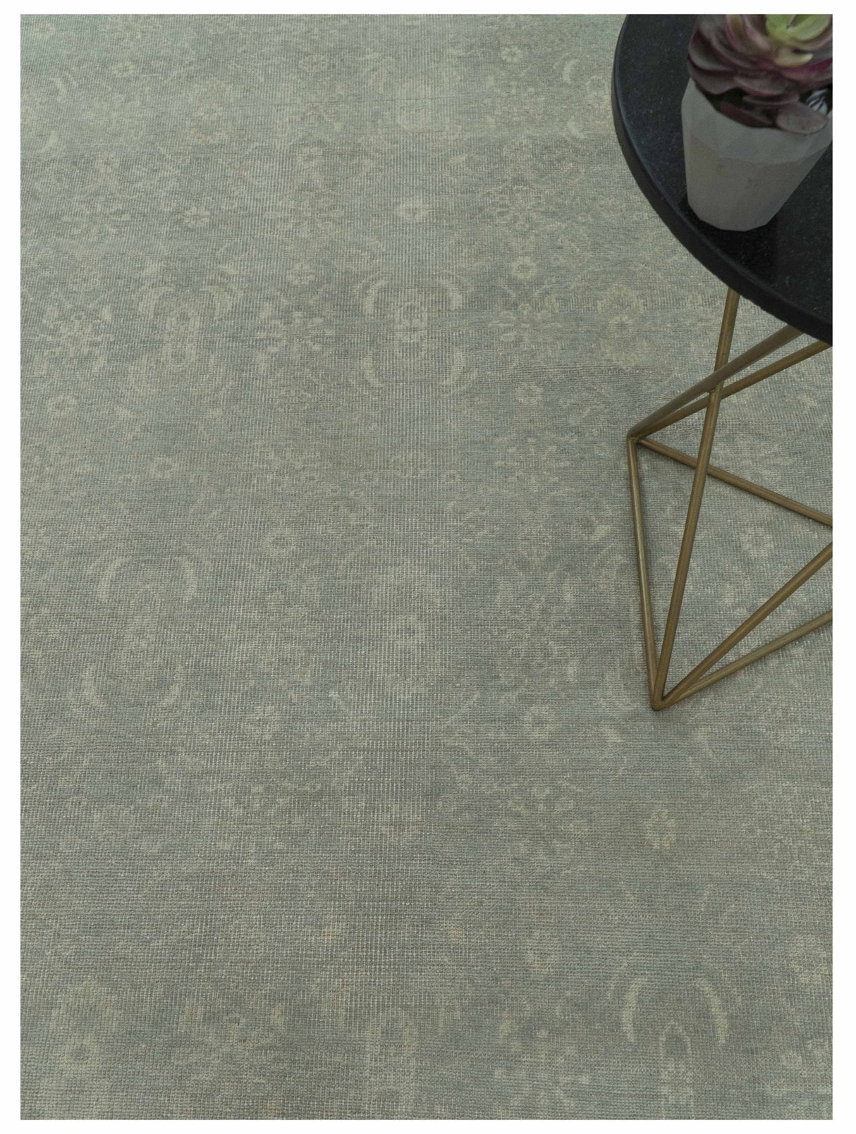Custom Made Silver Traditional Silver Hand Knotted Wool Rug