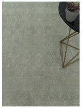 Custom Made Silver Traditional Silver Hand Knotted Wool Rug