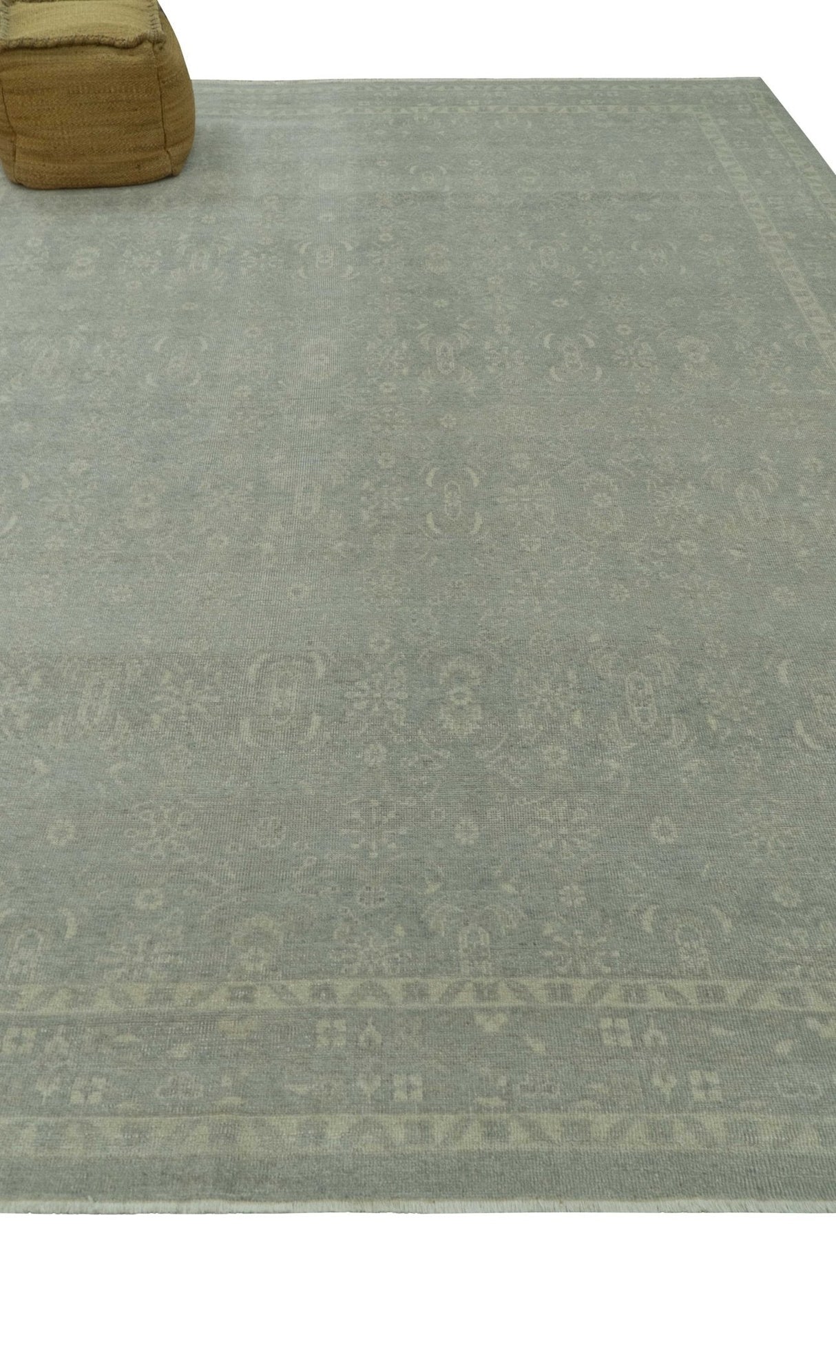 Custom Made Silver Traditional Silver Hand Knotted Wool Rug