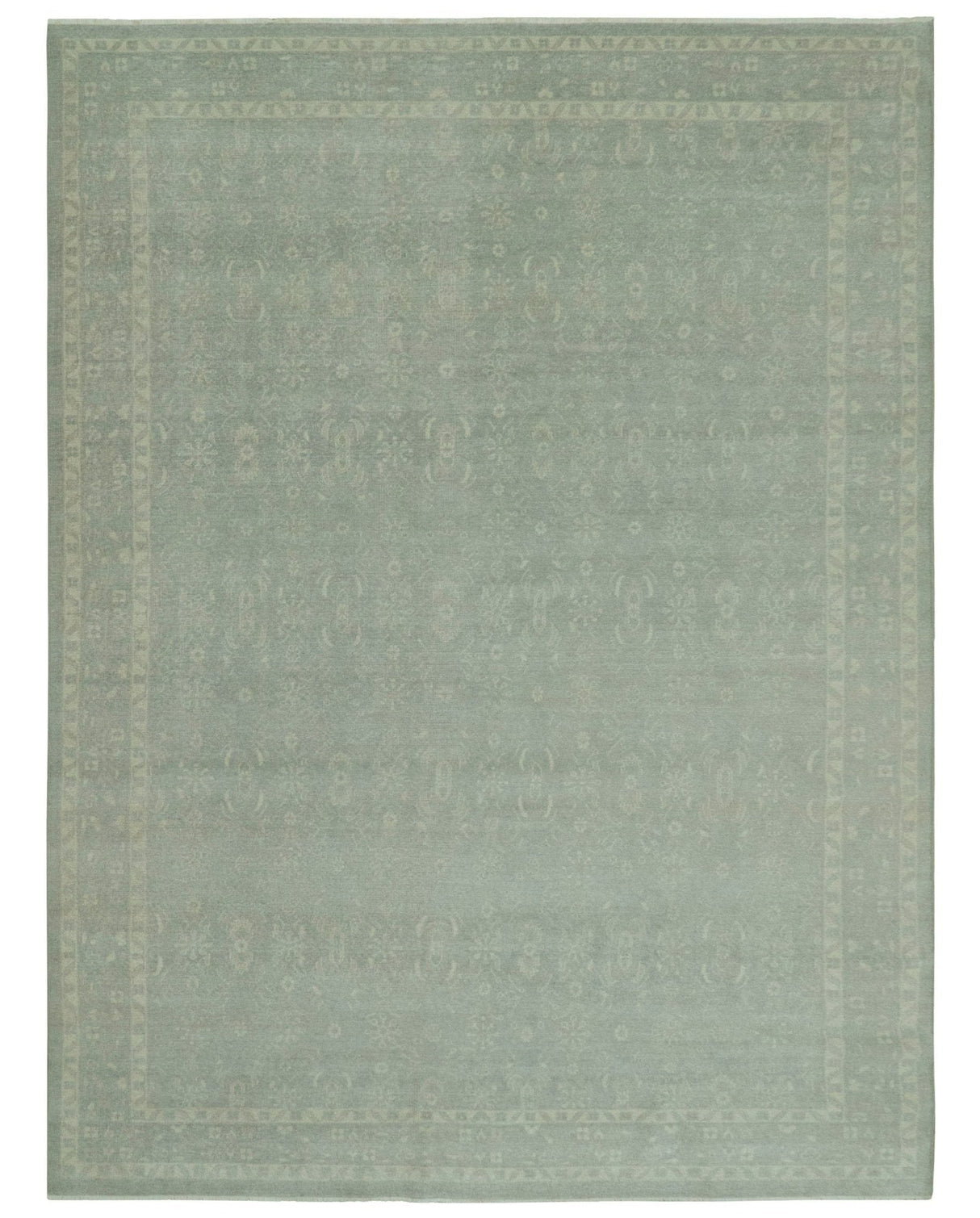 Custom Made Silver Traditional Silver Hand Knotted Wool Rug