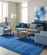 Custom made solid Blue Woolen Hand Tufted contemporary area Rug