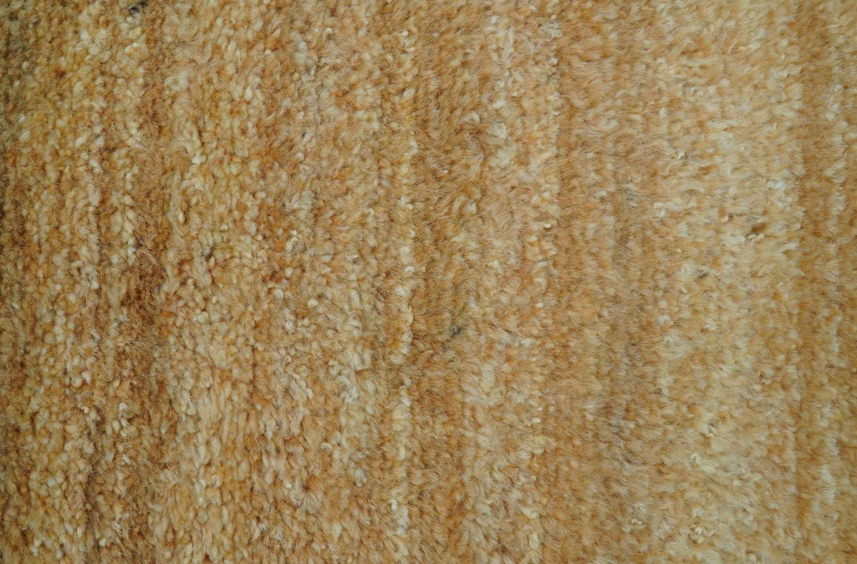 Custom Made Solid Design Camel Hand Knotted Wool Area Rug