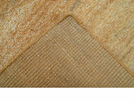 Custom Made Solid Design Camel Hand Knotted Wool Area Rug