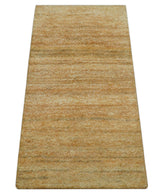 Custom Made Solid Design Camel Hand Knotted Wool Area Rug