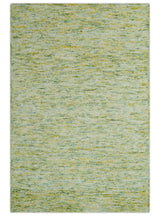 Custom Made Solid Green And Ivory Hand Tufted Natural Wool Area Rug