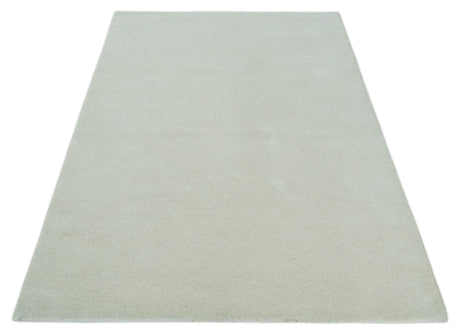 Custom Made Solid Ivory White Hand Tufted Layering Rug