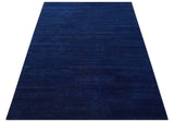 Custom Made Solid Modern Blue Hand Tufted thick Wool Area Rug