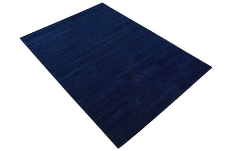 Custom Made Solid Modern Blue Hand Tufted thick Wool Area Rug