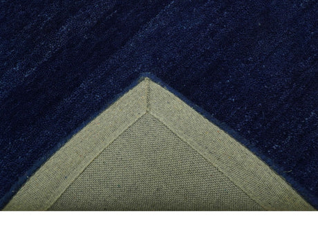 Custom Made Solid Modern Blue Hand Tufted thick Wool Area Rug