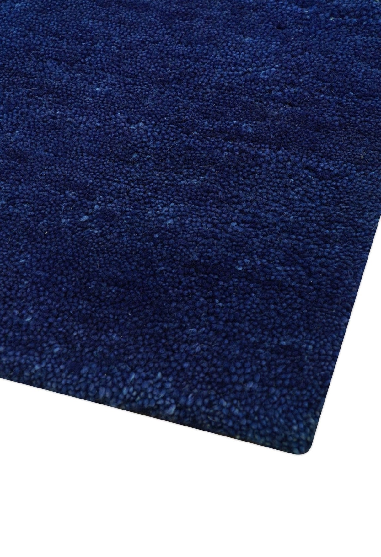 Custom Made Solid Modern Blue Hand Tufted thick Wool Area Rug