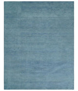 Custom Made Solid Plane Light Blue Woolen Hand Tufted wool area Rug