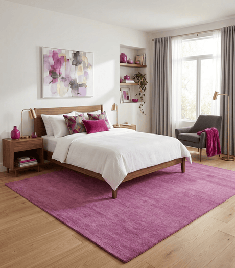 Custom made Solid Plane Purple Woolen Hand Tufted Multi Size wool area Rug