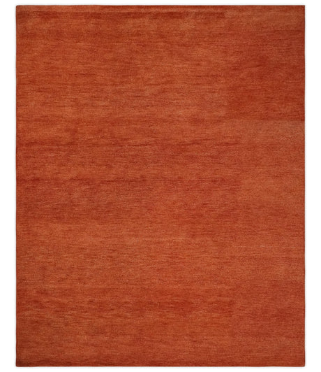 Custom Made Solid Plane Rust Woolen Hand Tufted Multi Size wool Rug