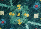 Custom Made Teal And Mustard Traditional Floral Motifs Hand Knotted Wool Rug