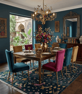 Custom Made The Jungle Life Peacock on tree Rug Hand Knotted Blue and Green Wool Rug