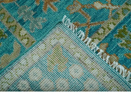 Custom Made The Plants and Roots Blue Hand Knotted Traditional Wool Area Rug