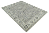 Custom Made Traditional Antique Distressed Gray and Beige Hand Knotted Wool Area Rug