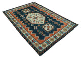 Custom Made Traditional Blue And Ivory Hand Knotted Wool Rug