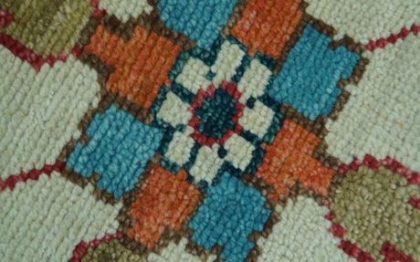 Custom Made Traditional Blue And Ivory Hand Knotted Wool Rug