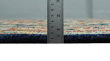 Custom Made Traditional Blue and Rust Hand Knotted Wool Area Rug