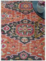 Custom Made Traditional Central Medallions Design Rust And Black Hand Knotted Wool Rug