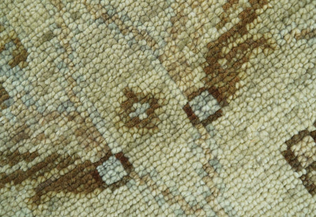 Custom Made Traditional Design Beige And Brown Hand Knotted wool area rug