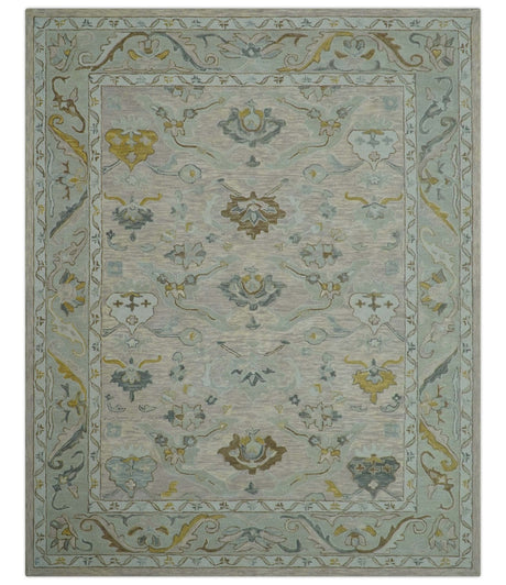 Custom Made Traditional Design Beige Peach Hand Tufted Wool Area Rug