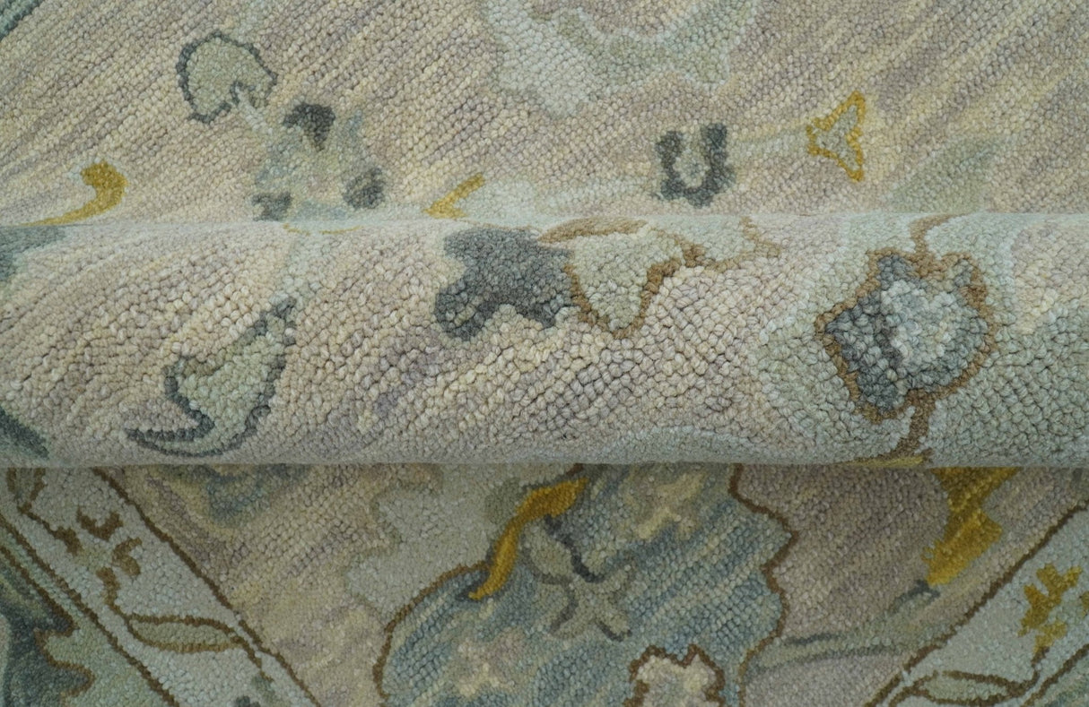 Custom Made Traditional Design Beige Peach Hand Tufted Wool Area Rug