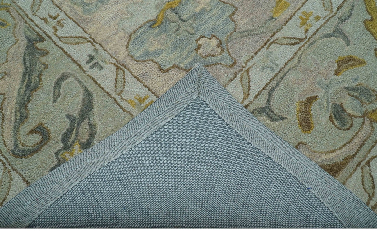 Custom Made Traditional Design Beige Peach Hand Tufted Wool Area Rug