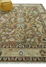 Custom Made Traditional Design Brown And Beige Hand Knotted wool area rug