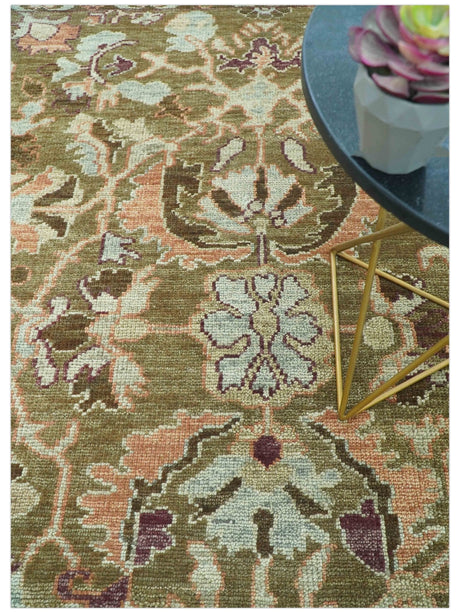 Custom Made Traditional Design Brown And Beige Hand Knotted wool area rug