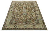Custom Made Traditional Design Brown And Beige Hand Knotted wool area rug