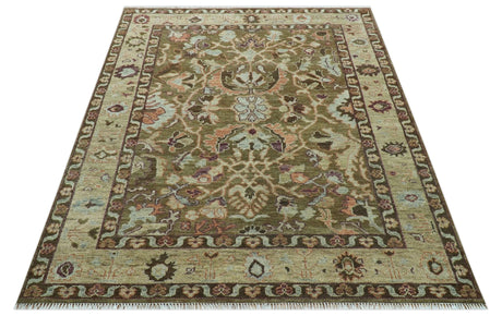 Custom Made Traditional Design Brown And Beige Hand Knotted wool area rug