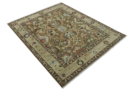 Custom Made Traditional Design Brown And Beige Hand Knotted wool area rug