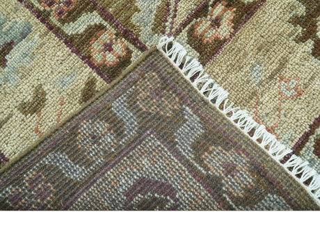 Custom Made Traditional Design Brown And Beige Hand Knotted wool area rug