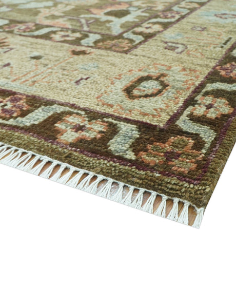Custom Made Traditional Design Brown And Beige Hand Knotted wool area rug
