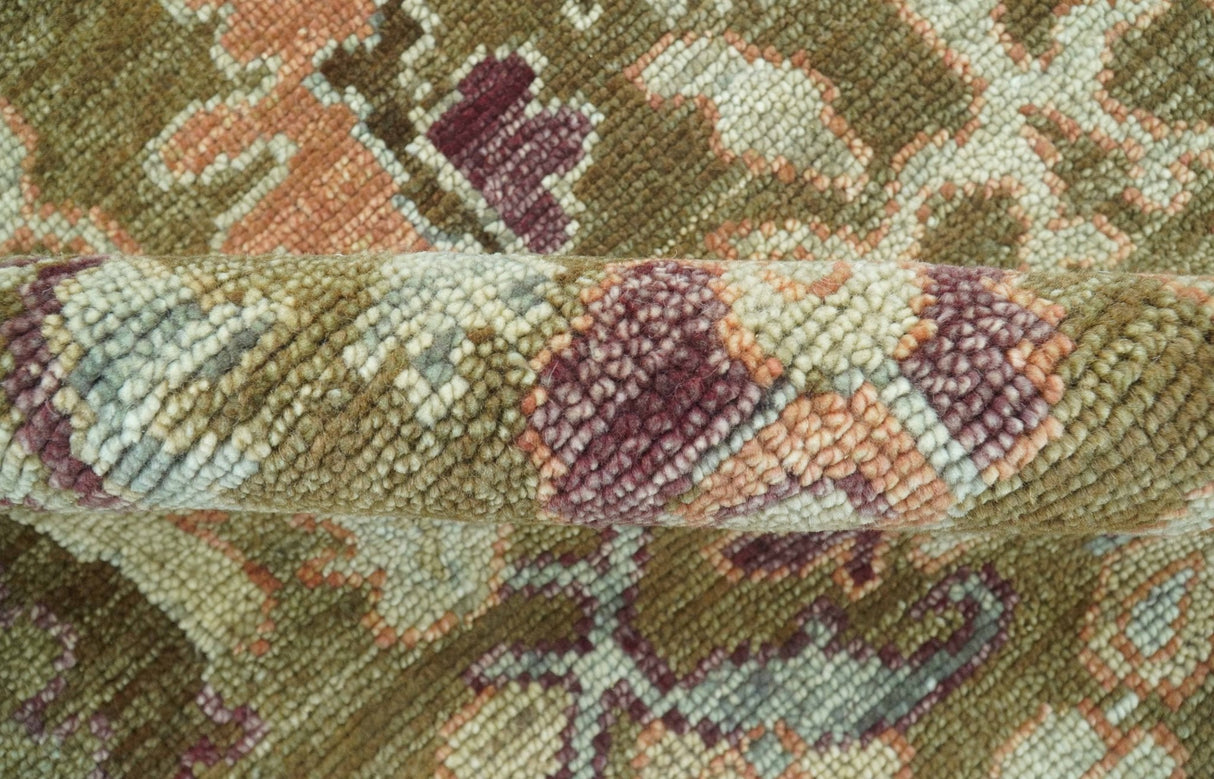 Custom Made Traditional Design Brown And Beige Hand Knotted wool area rug