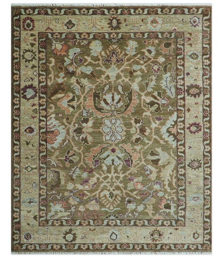 Custom Made Traditional Design Brown And Beige Hand Knotted wool area rug