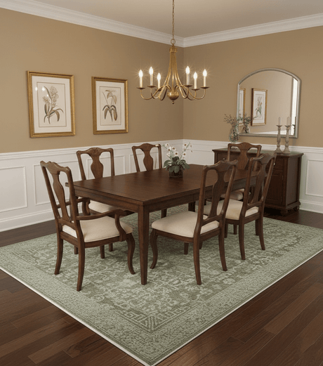 Custom Made Traditional Design Olive Hand Knotted Wool Area Rug