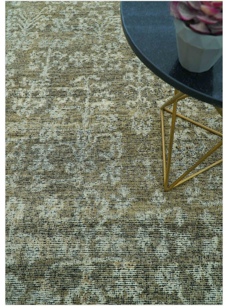 Custom Made Traditional Design Olive Hand Knotted Wool Area Rug